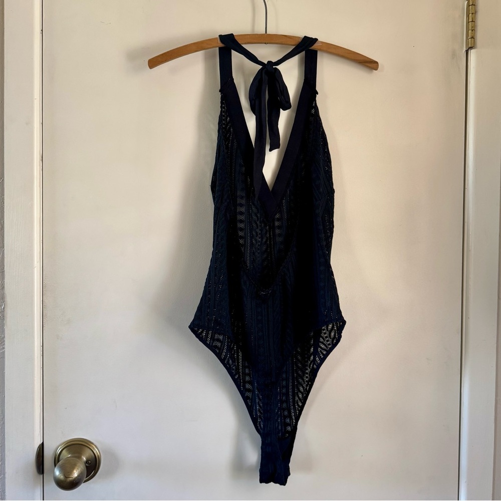 NWOT Jezebel by Felina black lace halter bodysuit XL - Picture 6 of 10